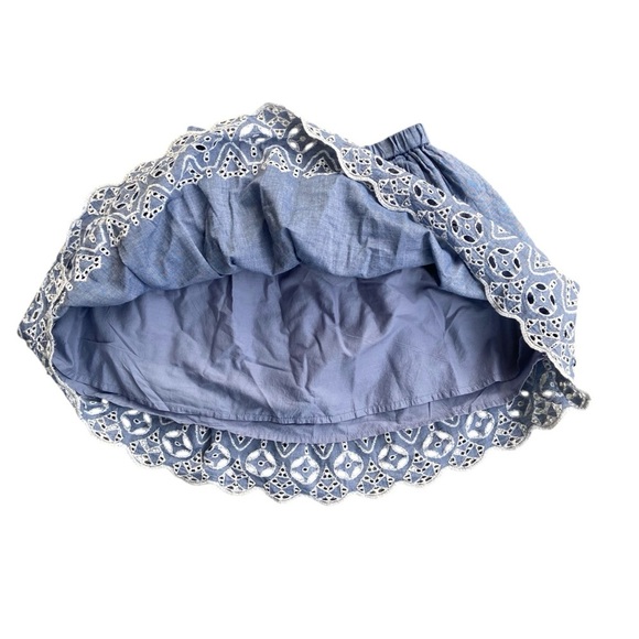 Gap Girl’s Kids Chambray Eyelet Flippy Skirt Size M Lined Elastic Waist Spring - Picture 2 of 5